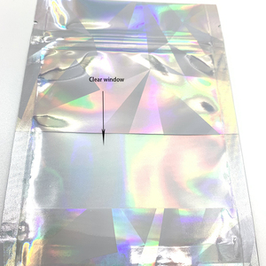 Smell Proof Small Stand up Ziplock Holographic Nail File Lip Gloss Eyelash Food Storage Packaging Bag With Clear Window - Product Image 4