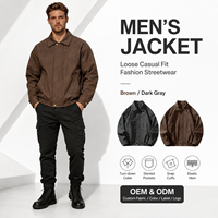 Blouson Bomber Rétro Homme Automne-Printemps en Polyester/Coton, Style Décontracté Urbain, Col Rabattu, Streetwear pour Couples
