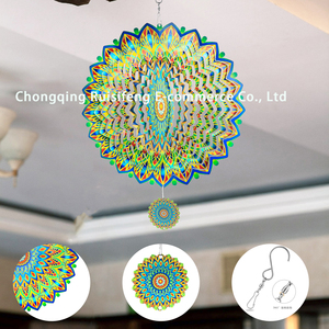 Molino de Viento Mandala LED de 12 Pulgadas, 3D, de Acero Inoxidable, con Energía Solar, Resistente al Agua, para Decoración de Jardín, Venta al Por Mayor - Product Image 3