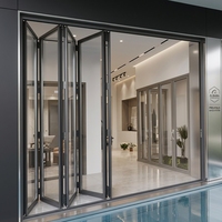 Porte pliante en aluminium et verre, design moderne, certifiée CE, résistante aux impacts des ouragans, grande ouverture, résistante aux intempéries, robuste pour l'extérieur