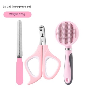 Bộ ba mảnh LED làm sạch bộ bàn chải tạo tác cho mèo chó lăn mèo Cung cấp bọ chét lược cắt móng tay làm bằng nhựa - Product Image 5