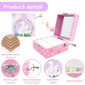 Caja Musical <span class=keywords><strong>de</strong></span> Madera con Manivela, Diseño <span class=keywords><strong>Lago</strong></span> <span class=keywords><strong>de</strong></span> <span class=keywords><strong>los</strong></span> <span class=keywords><strong>Cisnes</strong></span>, con Espacio para Guardar Anillos, Portátil, Regalo para Niños, Venta al Por Mayor Disponible - Product Image 3