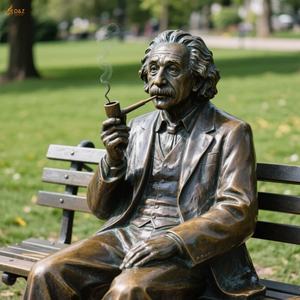La Boca del banco de parque sentado fundido a mano de latón personalizado tiene pipa de tabaco estatua de bronce famosa de <span class=keywords><strong>Albert</strong></span> Einstein de tamaño real para Park Square - Product Image 4