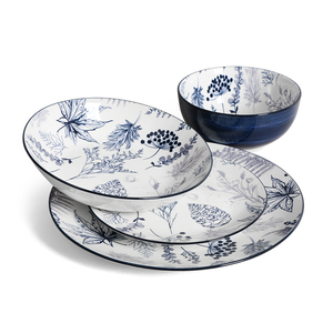 Vaisselle en céramique Assiettes <span class=keywords><strong>et</strong></span> bols Ensemble de vaisselle en <span class=keywords><strong>porcelaine</strong></span> florale <span class=keywords><strong>bleu</strong></span> <span class=keywords><strong>et</strong></span> <span class=keywords><strong>blanc</strong></span>-Design classique pour les occasions quotidiennes <span class=keywords><strong>et</strong></span> spéciales - Product Image 4