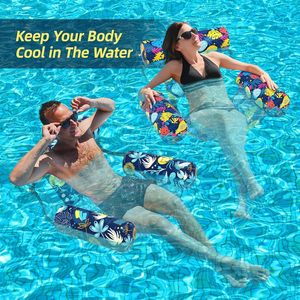 Flotadores de Piscina, Hamaca Inflable de Tela, Sillas Flotantes para Piscina, Flotadores Inflables para Adultos, Diversión Acuática de Verano - Product Image 3