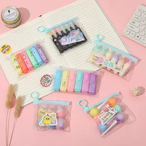 6 unids/set Mini bolígrafos Resaltadores en forma de píldora para escribir colores pastel lindos Resaltadores conjunto rotulador papelería coreana escuela