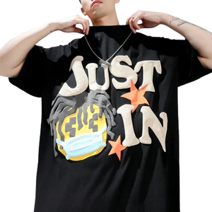 Nhà Sản Xuất Miễn Phí Mẫu OEM TEE Áo Sơ Mi Đồng Bằng Bông 3D Bọt Màn Hình In T Áo Sơ Mi Biểu Tượng Tùy Chỉnh Người Đàn Ông Phun In Quá Khổ T Áo Sơ Mi - Product Image 1