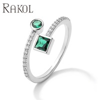 RAKOL RP5172 Vente à Chaud 18k Réel Plaqué Or Vintage De Noël Femmes Zircon Cubique Bijoux De Mode Anneaux Réglables