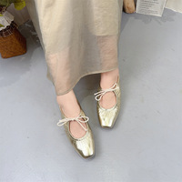 Nouvelles Chaussures Plates Mary Jane Élégantes Printemps/Été, Style Niche, Semelle Souple, Cuir Véritable, Bride Plissée, pour Femme