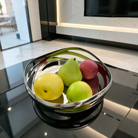Corbeille à fruits en acier inoxydable, design ondulé, panier à pain, bol de service, centre de table décoratif pour cuisine et fête