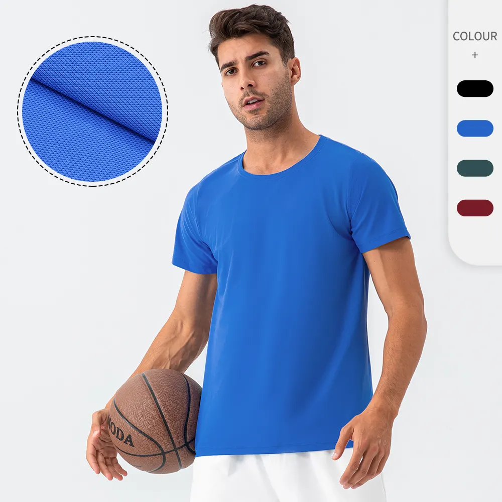 Camiseta deportiva de secado rápido para hombre con estampado de logotipo personalizado, camisetas de manga corta negras atléticas, cuello redondo, estilo Suelto