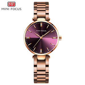 MINI FOCUS 0265 <span class=keywords><strong>Orologio</strong></span> da Donna al Quarzo <span class=keywords><strong>Viola</strong></span> alla Moda 2025, Cinturino in Acciaio Inossidabile, Impermeabile, Basso MOQ, Semplice <span class=keywords><strong>Orologio</strong></span> da Polso a Bracciale - Product Image 1