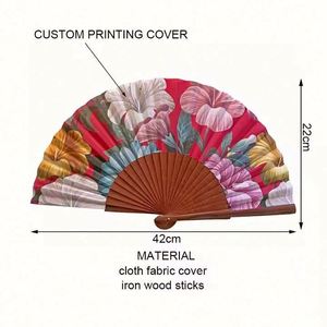 Ventilador de mano plegable de madera tallada de 23 cm, con decoración floral, color personalizado, regalo artesanal, promoción, superventas - Product Image 3