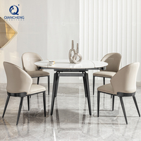 Table à manger de style italien, îlot de cuisine moderne extensible à rond avec table à manger extensible pour 6 ou 8 personnes