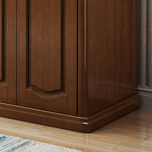 Armoire en bois massif de style chinois, 6 portes, grande capacité, portes à charnières, meubles de rangement pour chambre à coucher - Product Image 3