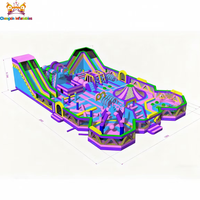 Château gonflable extérieur en PVC, parc de trampolines, aire de jeux, parcours d'obstacles, parc d'aventure à thème, installation facile, capacité 100 personnes