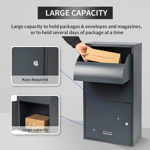 Waterproof Galvanized Steel Lockable Parcel <b>Drop</b> <b>Box</b> Outdoor Curbside Secure Mailbox Large Storage for Home Apartment Office - Product Image 3