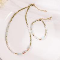Collier et Bracelet en Perles de Zircon Vert, Pierres Naturelles Guérisseuses, Ras-de-cou Élégant en Pierre Cylindrique, Bijoux Perlés pour Femmes et Amies