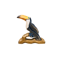Jouet en bois sculpté en forme de toucan, décoration animale créative en bois