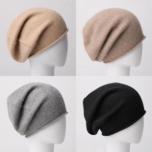 <span class=keywords><strong>Bonnet</strong></span> en <span class=keywords><strong>cachemire</strong></span> rayé de luxe pour femme, chaud et tricoté, avec bord roulé, style décontracté haut de gamme, taille standard - Product Image 2