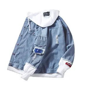 Automne à capuche Denim veste hommes Hip Hop jean manteau rétro jean veste rue décontracté Bomber vestes hommes femmes vêtements d'extérieur à capuche