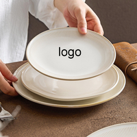 Assiettes en céramique blanches personnalisées avec logo pour la restauration, vaisselle en porcelaine pour usage domestique, assiettes à pâtes, vaisselle de table pour hôtels
