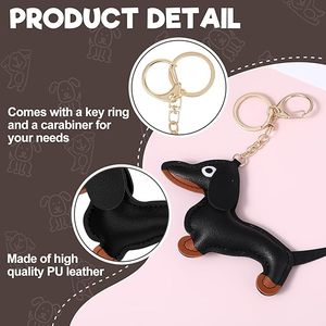 Lindo Dachshund cuero llavero colgante cuero lindo dibujos animados <span class=keywords><strong>cachorro</strong></span> colgante bolso de mujer moda bolso colgante coche llavero - Product Image 4