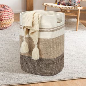 棉绳篮制造商木制分隔式洗衣篮带盖藤篮婴儿礼品篮三层编织 - Product Image 4