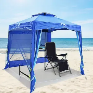 Un solo asiento plegable Silla de playa con sombrilla y coolbag