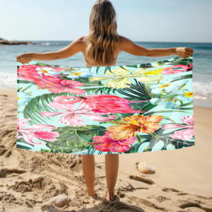 <span class=keywords><strong>Toallas</strong></span> de playa de microfibra con estampado de selva tropical de flamencos al por mayor y personalizadas de fábrica <span class=keywords><strong>Toallas</strong></span> de playa antiarena de alta calidad - Product Image 1