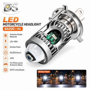 Lampadina LED BA20D H4 ad Alta Luminosità 12W 12V-80V per <span class=keywords><strong>Moto</strong></span> e Scooter Elettrici, Faro Lampeggiante per Illuminazione Anteriore - Product Image 1