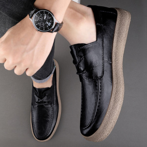 New Wholesale Pure Cow Leather Men's Casual Shoes Winter Spring Wedding Loafers Slip-On <b>Platform</b> Comfort Soft Breathable - Product Image 5