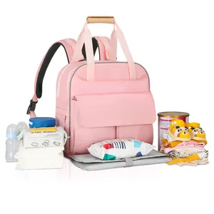 حقيبة ظهر مخصصة محمولة للحفاضات للأمهات حقائب ظهر لحفاضات الأطفال والفتيات ذات سعة كبيرة