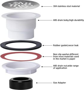 Ralo de Chuveiro de 4-1/4 Polegadas - Conexão Soldada a Solvente para Tubos de 1.5 ou 2 Polegadas - Kit de Ralo de Base de Chuveiro em Aço Inoxidável 304 para Banheiro - Product Image 2