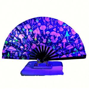 Grand éventail pliant de 33 cm pour la danse chinoise et japonaise, festival de musique, avec dégradé réfléchissant, en bambou, pour cadeaux d'Halloween - Product Image 4