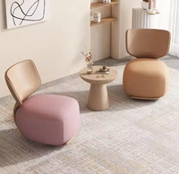 Fauteuil Ergonomique Moderne Pivotant en Coton et Lin de Luxe avec Dossier Rotatif, Meuble Métallique pour Chambre et Salon