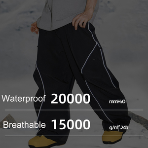 Pantalons de snowboard pour hommes et femmes avec bande réfléchissante, super baggy, imperméables 20000 mm, respirants, pantalons cargo pour le ski et la neige - Product Image 2