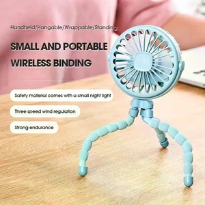 Ventilateur portable oscillant pour poussette, mini ventilateur personnel à main pour siège auto bébé avec trépied flexible et clip, alimenté par USB et piles - Product Image 5