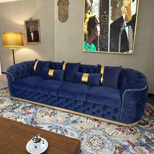 Fast Delivery High Quality Sectional Loveseat Comfortable Modern Blue Velvet Couch Fabric Sofa for Living Room <strong>Furniture</strong> - Product Image 5