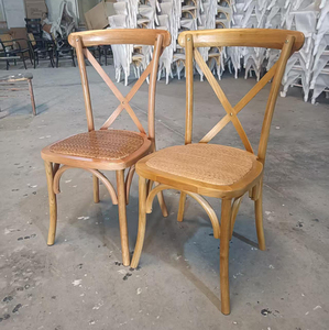Silla de Comedor de Madera Maciza de Alta Calidad al Mejor Precio, Silla con Respaldo Cruzado y Asiento de Ratán - Product Image 1