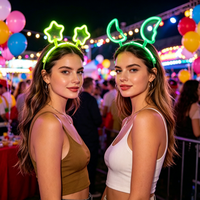 Grosir Headband Neon Glow in the Dark Custom, Bando Rambut Bintang Hati untuk Festival Rave Pesta Halloween, Pabrik Grosir