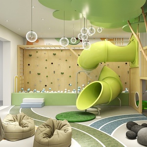 슬라이드가있는 프리미엄 맞춤형 고급 실내 나무 놀이 공간 디자인 유치원 가구 세트 - Product Image 6