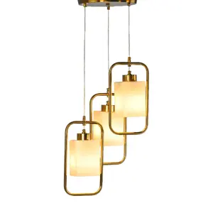 Neues Design LED-Hängelampe mit Metall quadrat gerahmt Gold Pendel leuchten Decken leuchten für zu Hause
