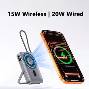 พาวเวอร์แบงค์คุณภาพสูง 20000mAh 15 วัตต์ ชาร์จไร้สาย สายในตัว พร้อมขาตั้งโทรศัพท์ - Product Image 3