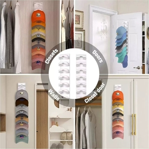 Organizzatore Multistrato per Cappelli da Parete con Adesivo Forte e Ganci per Armadio, Camera da Letto, Esposizione e Conservazione di Cappellini da Baseball - Product Image 5