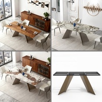 Table à manger extensible en céramique mélange noir beige I-V-Frame de Chine, chaise de salle à manger en fer doré Aurora, table en marbre de porcelaine