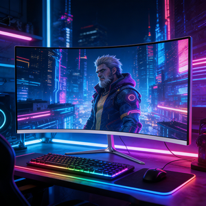 Moniteur LED pour ordinateur <span class=keywords><strong>blanc</strong></span> 24 27 pouces 1k Moniteur de jeu à écran incurvé 165hz Moniteurs PC de jeu avec éclairage noir - Product Image 3