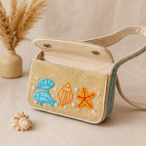 กระเป๋าถือทำมือจากอินเดีย ยี่ห้อ MS Handicraft รับรองคุณภาพ ประดับลูกปัดแก้วหลากสี ดีไซน์สั่งทำได้ พร้อมหูหิ้วแบบถือ ใช้ได้ทุกวัน - Product Image 1