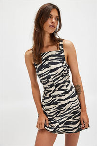 Personalizzazioni montate Boutique nuova moda Casual con stampa a righe zebrate senza maniche Mini abito corto da donna - Product Image 5