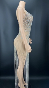 Nightclub Gogo Show <strong>Dress</strong> Crystal Applique Diamond Tassel Prom <strong>Dresses</strong> <strong>Debut</strong> Evening Gown Singer Club Party <strong>Dress</strong> - Product Image 3